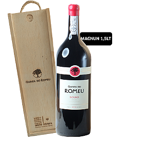QUINTA DO ROMEU TINTO MAGNUM 1,5L com caixa de madeira de presente.