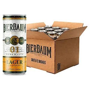 Fardo com 12 Cervejas Lager Bierbaum | Lata 350ml Artesanal Puro Malte