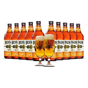 Kit com 10 Cervejas Lager Bierbaum + Duas Taças