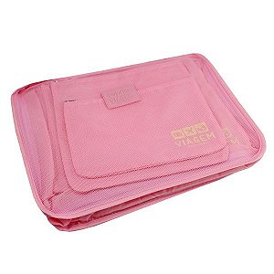Organizador de Malas de 6 Peças Estampa Lisa Jacki Design - Rosa (ARH18608-RS)