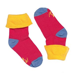 Meia KidSplash! Soquete Fru-fru Pink/Amarelo/Azul