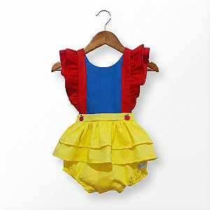 Romper Fantasia Branca de Neve para Bebê