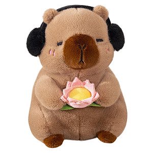 Pelúcia Capivara em Plush Antialérgico Flor de Lótus Marrom - 38cm
