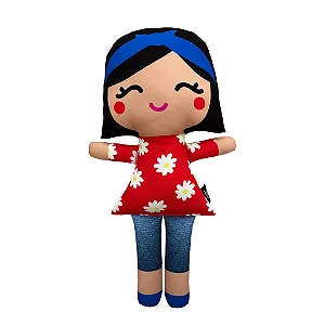 Boneca de Pano Oriental Hana Florida Vermelho - G