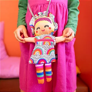 Bolsinha Infantil Boneca Loirinha Arco Íris