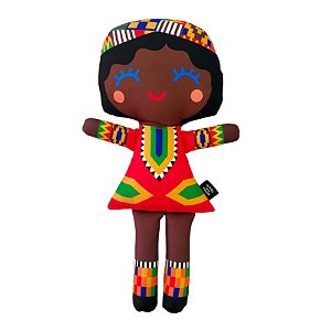Boneca de Pano Inclusiva Nia Africana - G