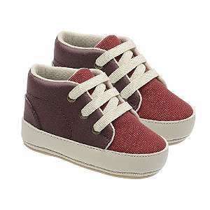 Tênis Abotinado Infantil Litlle Cute com Cadarço Marsala