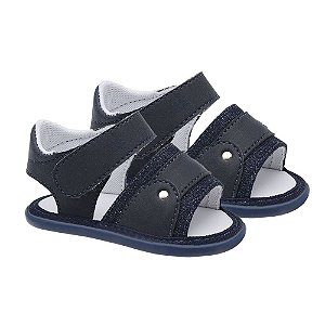 Sandália Infantil Little Cute em Velcro Azul Marinho