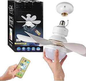 Ventilador de teto Com Luz para pequenos espaços (6 Hélices) ajustável Rotação e Temperatura