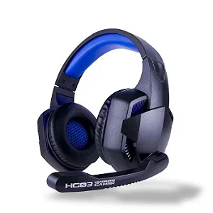 Fone de Ouvido Headphone Gamer Com Led HG03 Headset Azul - MBtech