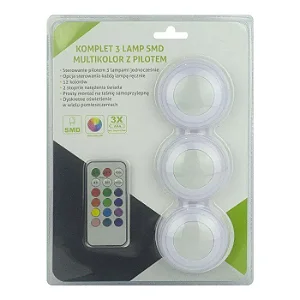 Kit 3 Luminaria Lampada Led Spot Sem Fio Controle Remoto Cor Colorido c/controle