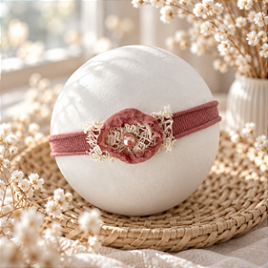 Headband Flor Rosa Envelhecida