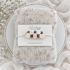 Conjunto wrap mohair com headband Branco Rústico