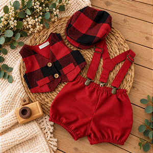 Conjunto João Xadrez Vermelho