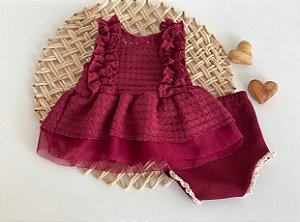 Conjunto Renda Bordô Lia