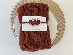 Conjunto Wrap mohair com Headband Ferrugem