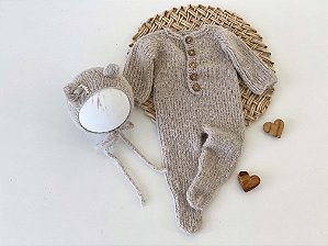 Conjunto Macacão Mohair Pezinho Bege Claro