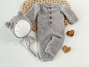 Conjunto Macacão Mohair Cinza Claro