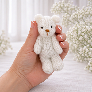 Ursinho de Tricô Mohair Branco