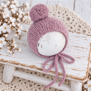 Touca Pompom Mohair Rosê