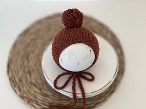 Touca Pompom Mohair Ferrugem
