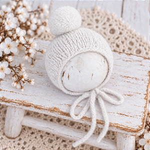 Touca Pompom Mohair Branco