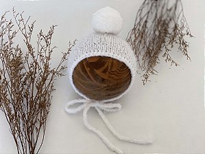 Touca Pompom Mohair Branco