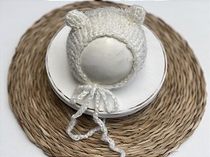 Touca Tricô Ursinho Branco