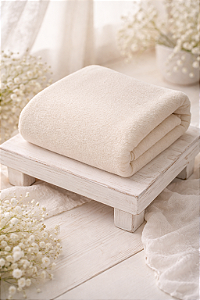 Manta para Puff Algodão Doce Creme