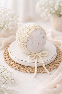 Touca Clássica Tricô Creme