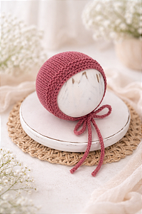 Touca Clássica Tricô Rosa Velho