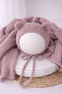 Conjunto Wrap e Touca Ursinho Sweet Rose
