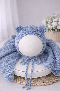 Conjunto Wrap e Touca Ursinho Sweet Azul