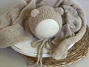 Conjunto Wrap e Touca Ursinho Sweet Bege