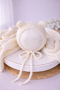 Conjunto Wrap e Touca Ursinho Sweet Branco Off