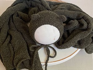 Conjunto Wrap e Touca Ursinho Sweet Militar