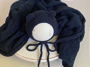 Conjunto Wrap e Touca Ursinho Sweet Marinho