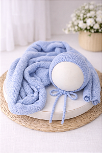 Conjunto Wrap e Touca Sweet Azul Bebê