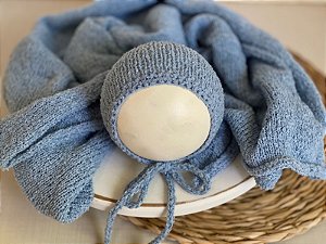 Conjunto Wrap e Touca Sweet Azul