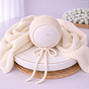 Conjunto Wrap e Touca Sweet Branco Off