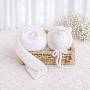 Conjunto Wrap e Touca Ursinho Comfy Branco
