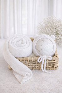 Conjunto Wrap e Touca Ursinho Comfy Branco