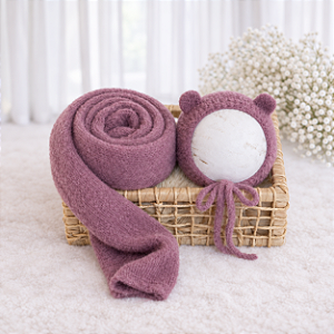 Conjunto Wrap e Touca Ursinho Comfy Lilac