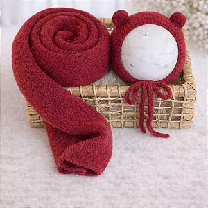 Conjunto Wrap e Touca Ursinho Comfy Bordo