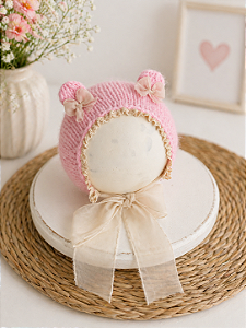 Touca Ursinho Fofo – Cor Rosa Bebê