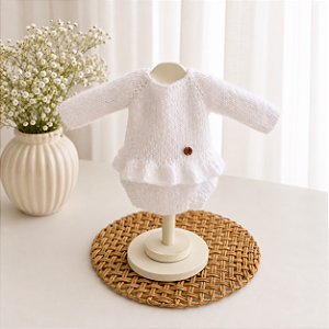 Body Babadinho Lia – Mangas Longas | Cor Branca