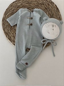 Conjunto Macacão Newborn Soft Tiffany - Pezinho Fechado