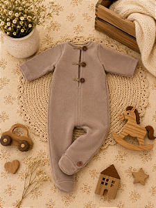 Macacão Newborn Soft Cappuccino - Pezinho Fechado