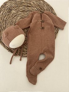 Conjunto Macacão Newborn Soft Caramelo - Pezinho Fechado