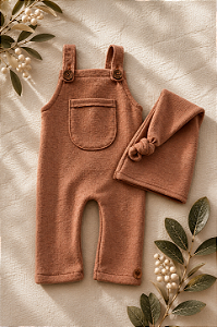 Jardineira Soft Newborn Caramelo